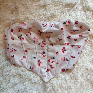 Princess Polly Ivy White Red & Pink Floral Corset US Size 2